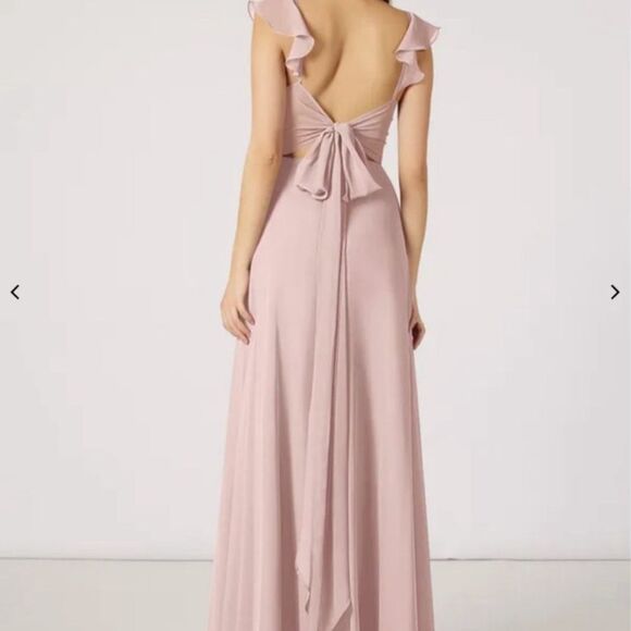 Azazie Everett Bridesmaid Dress Dusty Rose Size A4 Pink Chiffon - Picture 2 of 8